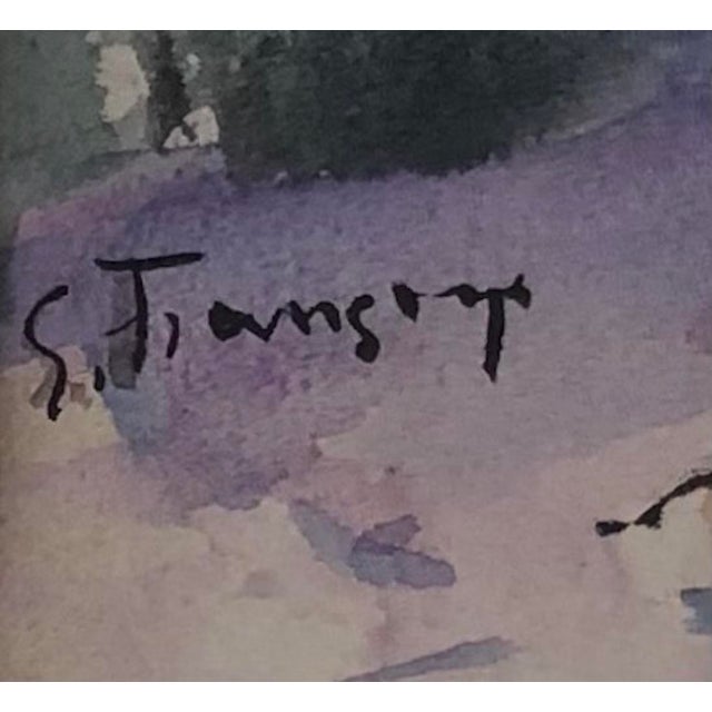 Modern Gustave Francois, Jeune femme sur le sable, Watercolor on Paper, Framed For Sale - Image 3 of 9