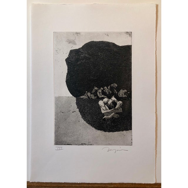 1960s Jack Zajac, Surrealist Figurative Aquatint Etching California Modernist Sculptor Artist For Sale - Image 5 of 5