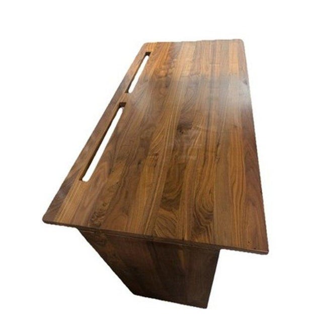 Custom Solid Walnut Waterfall Office Deck With Matching Stools by Mash Studio For Sale - Image 4 of 14