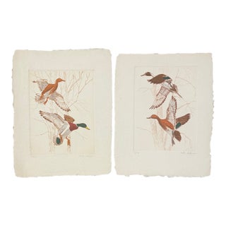 Pair of Victor Hohne Pintails and Mallards Etchings For Sale