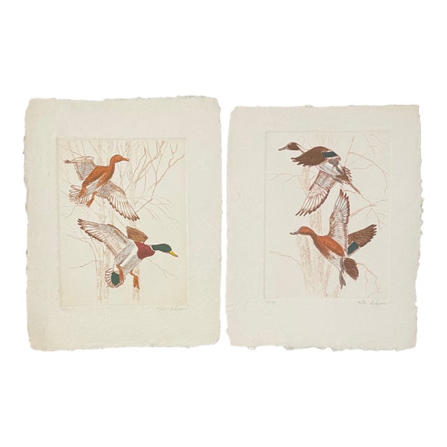 Pair of Victor Hohne Pintails and Mallards Etchings For Sale