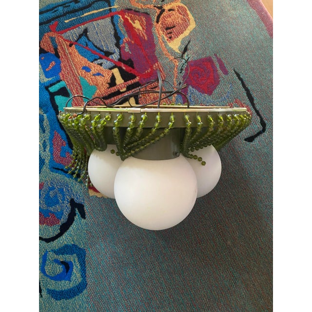 1970s Vintage Beaded Light Fixture Chandelier For Sale - Image 4 of 9