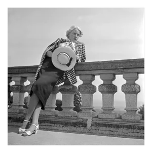 Woman Leaning on Balcony Solitude Castle, Stuttgart Germany, 1935