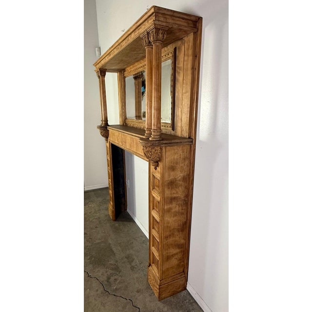 Mid-Century Modern Antique Continental Architectural Wood Fireplace Mantel, 19th Century For Sale - Image 3 of 15