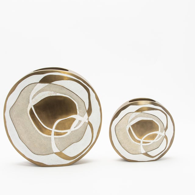 Modern Vase in Shagreen With Mother of Pearl and Brass Details by R&y Augousti For Sale - Image 10 of 10