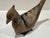 Japanese cast iron bird-form incense burner with an elongated upright tail and pierced back cover. Sculptural mid-century...