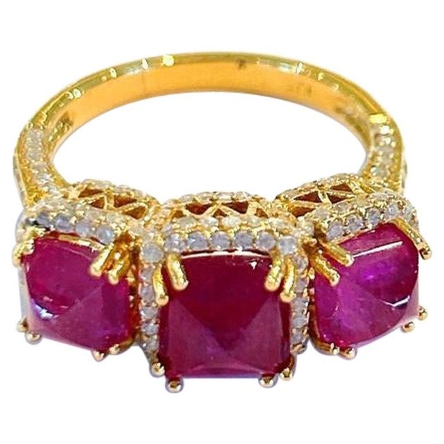 Bochic "Capri" 3 Natural Ruby Gem Ring Set In 18K Gold & Silver For Sale - Image 9 of 18