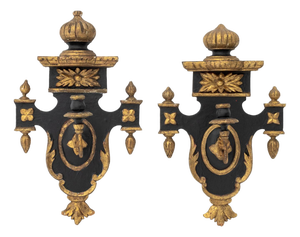 Neoclassical Style Ebonized & Gilt Sconces, Pair