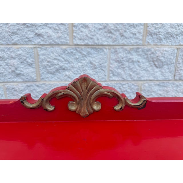 Vintage French Provincial Style Red Painted Buffet Cabinet For Sale - Image 12 of 12