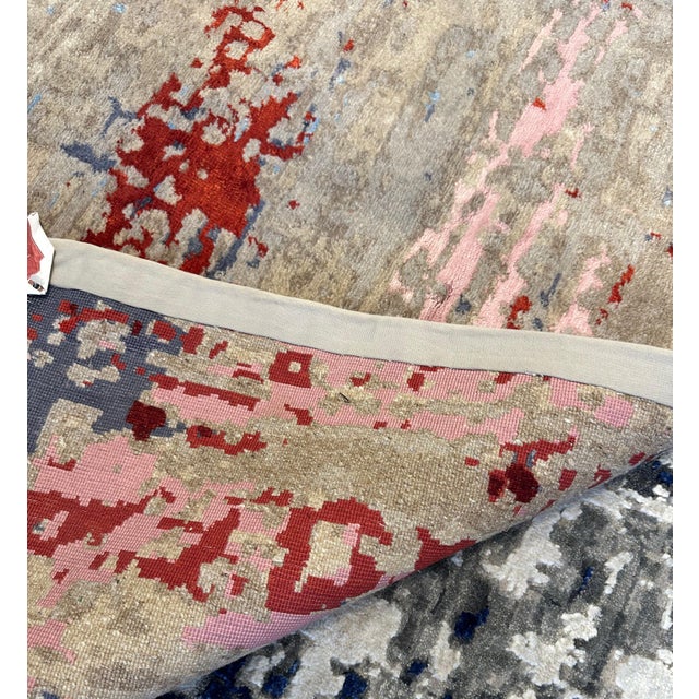 Hand-Knotted Nepal Rug With Soft Abstract Design, 10x14 For Sale - Image 4 of 5