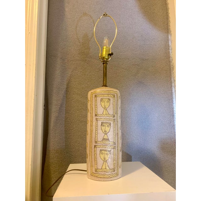Guido Gambone Guido Gambone Italian Glazed Stoneware Table Lamp Circa 1955 For Sale - Image 4 of 9