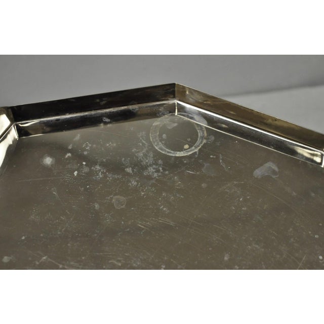 Modern Art Deco Style Silver Plated Nickel Octagonal Vanity Bar Tray "Fe" For Sale - Image 9 of 14
