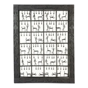 Dogon Tribal Hand Forged Rope Twist Iron Window Pane Grill With Figures, 1900-25