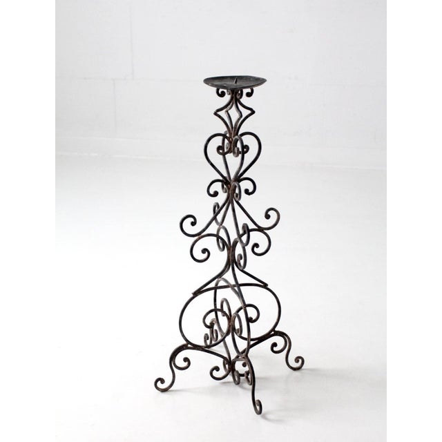 Vintage Scrollwork Iron Candle Stand For Sale - Image 12 of 17