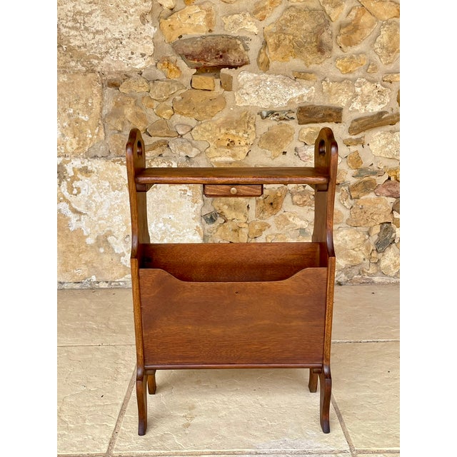 Mid-century, vintage, side/end table, with an integrated, 2-sided magazine rack, and small drawer, circa 1960's. made of...