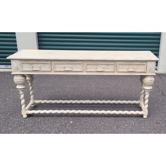 1980s Rustic White Barley Twist Long Sideboard or Credenza For Sale - Image 10 of 13