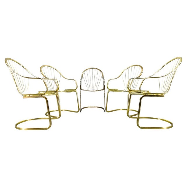 Brass Dining Chairs by Gastone Rinaldi for Rima, Italy, 1970s, Set of 5 For Sale - Image 18 of 18