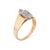 Stylish diamond cluster band crafted in 14 karat yellow gold (circa 1970s). Round brilliant cut diamonds total an...