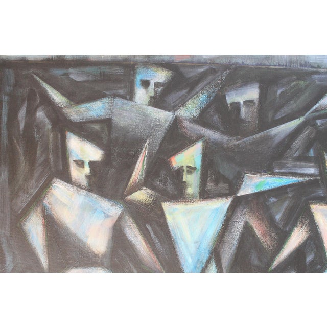 Vintage Cubist-Influenced Original Painting on Canvas - Lisa Bates For Sale In Milwaukee - Image 6 of 10