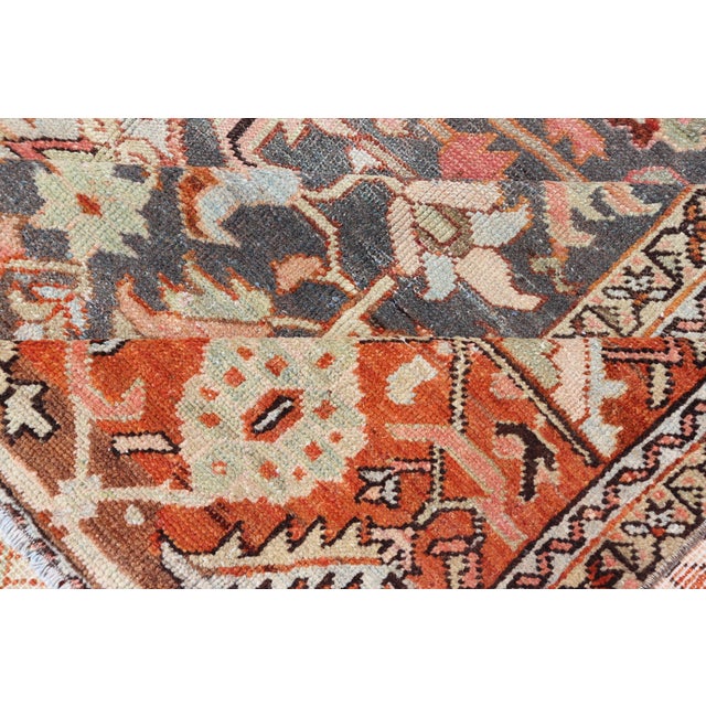 Early 20th Century Antique Persian Bakshaish Rug With Medallions and Flower Motifs in Midnight Blue For Sale - Image 5 of 16