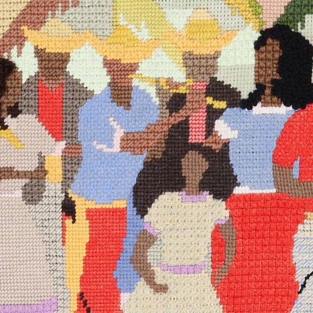 Wood Needlepoint Wall Hanging With a Musical Theme For Sale - Image 7 of 10