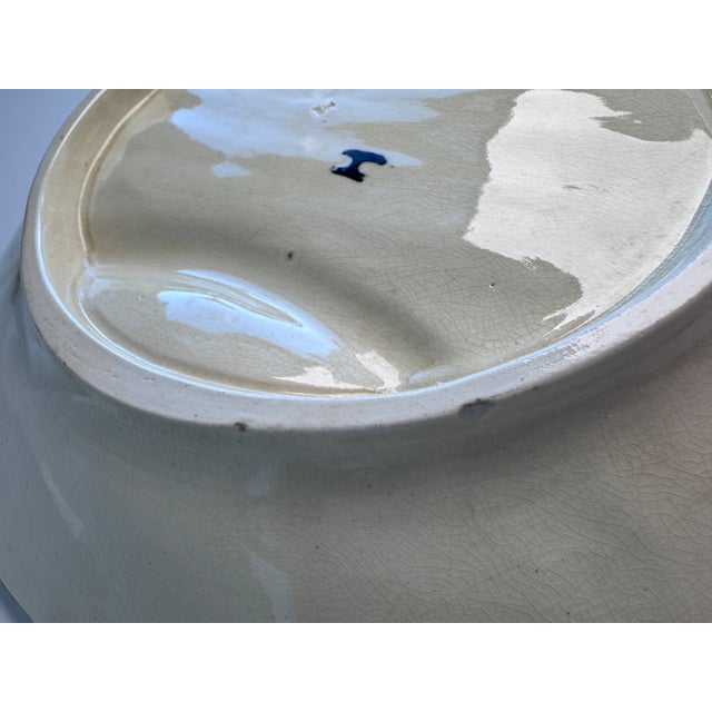 Cream French Barbotine Majolica Asparagus Plate With Shell Sauce Well For Sale - Image 8 of 11