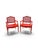 18th Century Fauteuils in Hollywood Regency Coral a Pair . Beautiful carving and perfect cane backs on both chairs ....