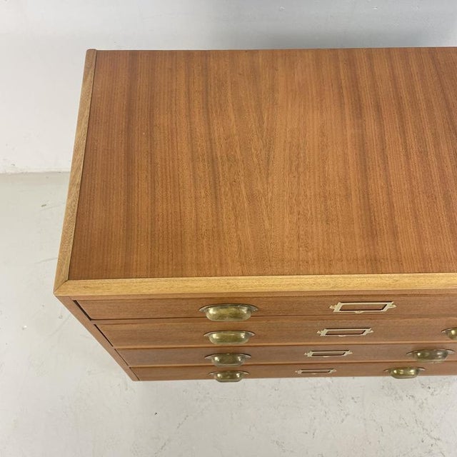 Vintage Plan Chest with Brass Cup Handles, 1930s For Sale - Image 4 of 12