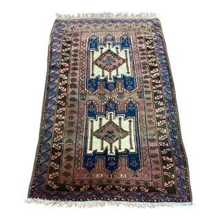 Vintage Caucasian Mauve Wool Rug For Sale
