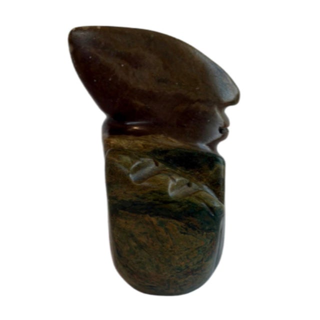 Late 20th Century Vintage Hand-Carved Green Stone Abstract Figural Sculpture For Sale - Image 5 of 9