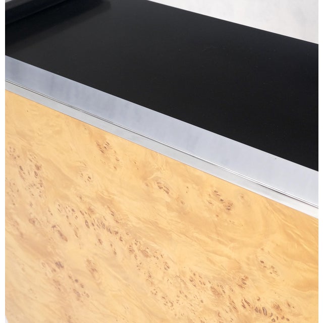 Milo Baughman Attributed Decor Burl Walnut & Chrome Mid-Century Modern Liquor Serving Bar For Sale - Image 6 of 12