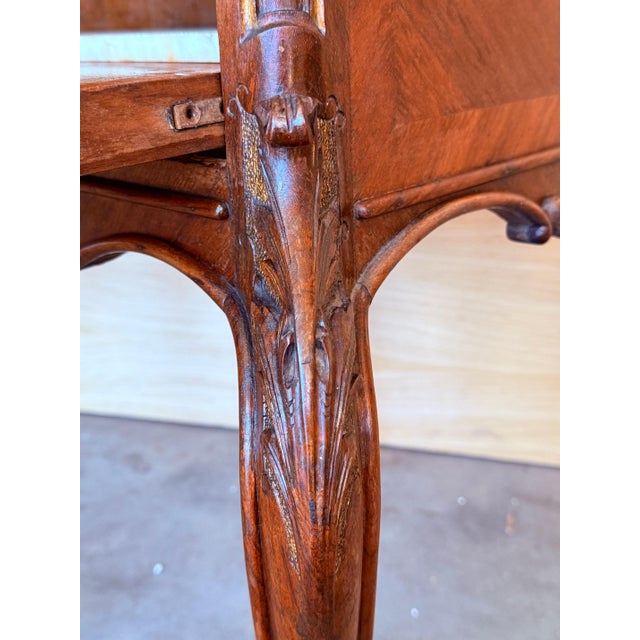 Antique French Mahogany Night Stands with marble top and crest, 1900, A Pair For Sale - Image 13 of 18