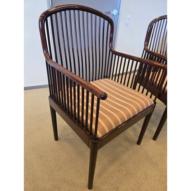 Maroon Stendig Davis Allen Andover Chairs With Maroon Striped Upholstery - A Pair For Sale - Image 8 of 8