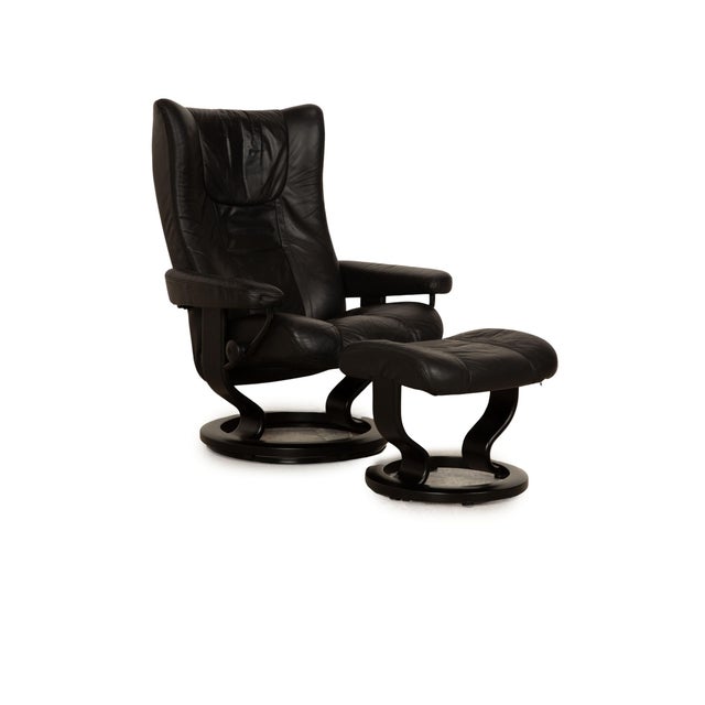 Wing Lounge Chair with Stool in Leather from Stressless, Set of 2 For Sale - Image 11 of 11