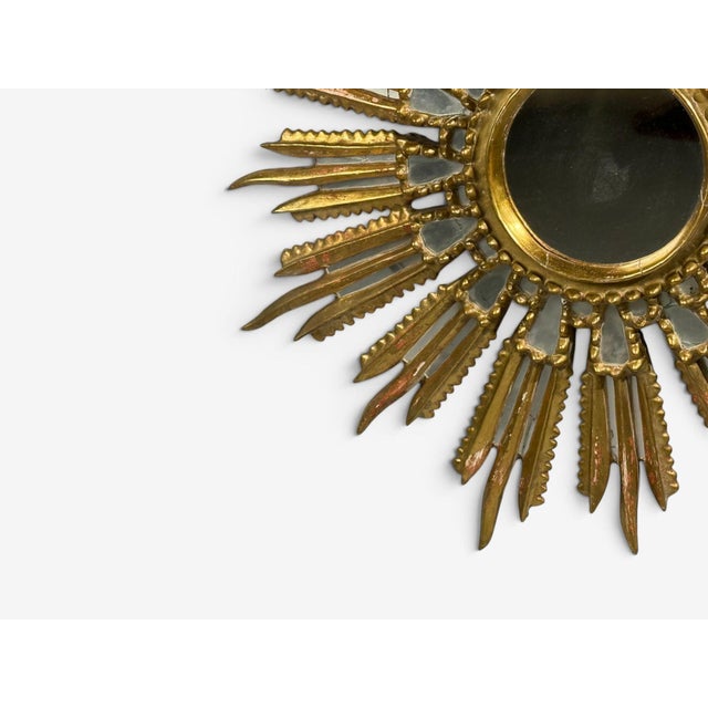 Wood Line Vautrin Style, Sunburst Mirror, Clayed Gilt, Mirror, France, 1960s For Sale - Image 7 of 10