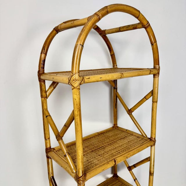 Vintage Bamboo and Wicker Shelves, Italy, 1970s For Sale - Image 4 of 7