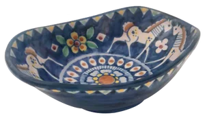 Italian Blue Hand-Painted Ceramic Bowl, 1950s