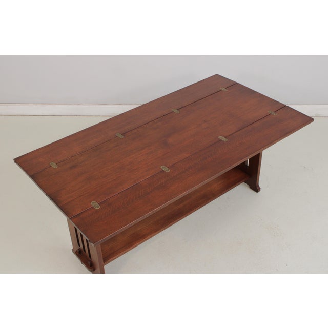Stickley Mission Oak Flip Top Harvest Console Table For Sale - Image 9 of 18