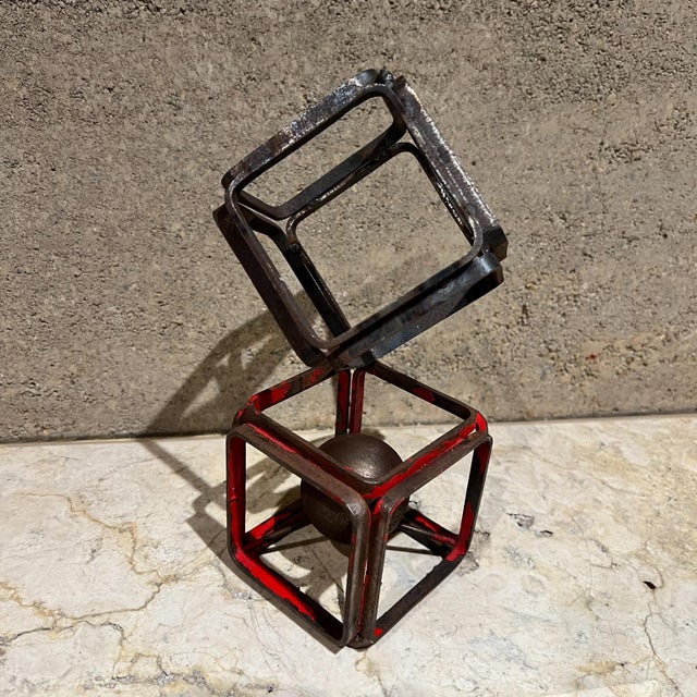 Metal Metal Cube Mini Art Sculpture For Sale - Image 7 of 7