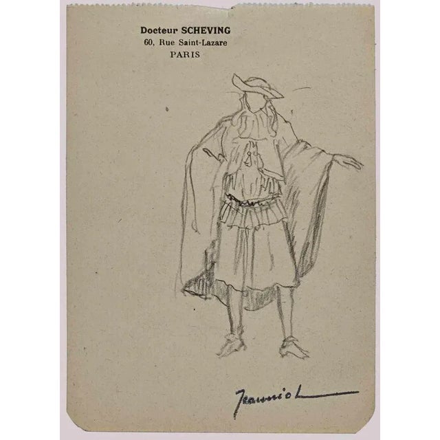 Man is an original Drawing on paper realized by the painter Pierre Georges Jeanniot (1848-1934). Drawing in pencil. Hand-...