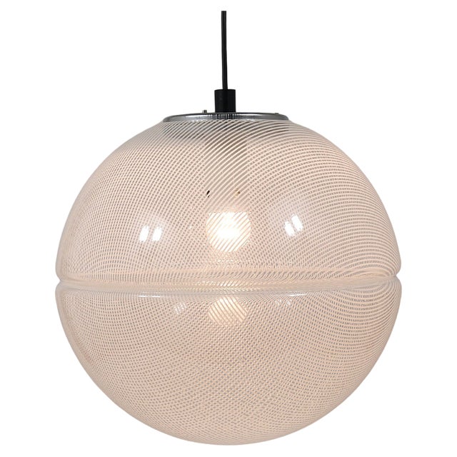 Postmodern Striped Op-Art Globe Pendant Lamp by Guzzini attributed to Meblo, 1970s For Sale