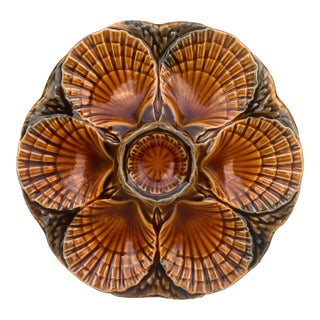 Majolica Oyster Plate Sarreguemines Circa 1950 For Sale