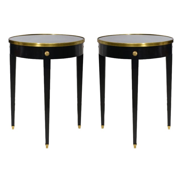 Pair of Vintage French Ebonized Bouillote Tables For Sale