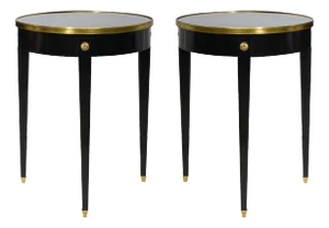 Pair of Vintage French Ebonized Bouillote Tables