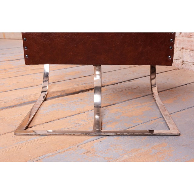 Bauhaus Armchair in Leather, Nickel, Steel, Oak, and Lacquer, Czech, 1920s For Sale - Image 9 of 11