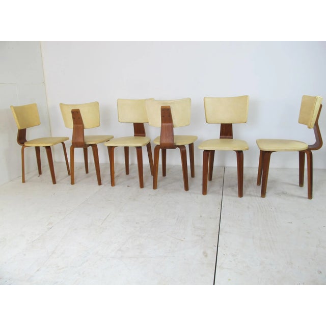 Black Mid-Century Modernist Vintage Plywood Dining Chairs & Extendable Table by Cor Alons for Gouda den Boer, Set of 7 For Sale - Image 8 of 14