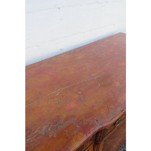 French Marble Top Inlay Carved Dresser Bathroom Vanity 5719 For Sale - Image 10 of 12