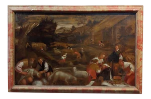 17th Century Italian Old Master -Sheep Shearing -Oil Painting