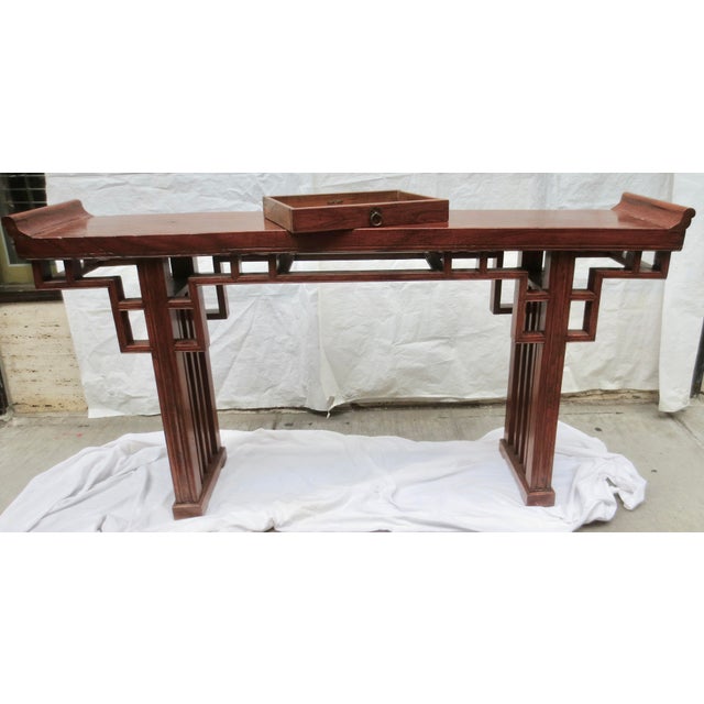 1900 - 1909 Antique Chinese Elm Altar Table Circa 1900 For Sale - Image 5 of 11