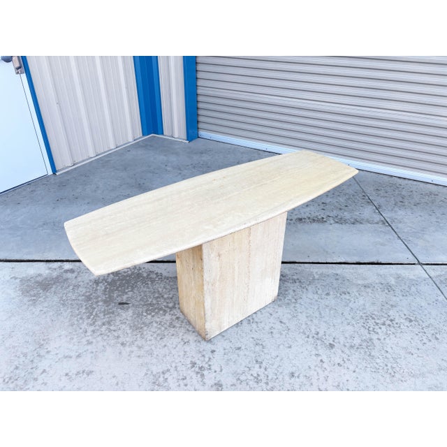 Stone 1970s Mid Century Travertine Console Table For Sale - Image 7 of 11